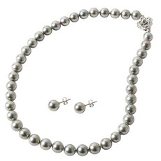 10mm 42cm 45cm 마츠요 꽃주홍 진주 진주 목걸이 귀걸이 세트 결혼식 관혼상제