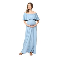 [ 1078966 ] 임산부 드레스 오프 숄더 맥시 베이비 샤워 사진 촬영 민트/옐로우 플라워