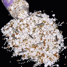 cobakey 스프링클 데코 장식 케이크 장식을 위한 금색 4.2온스 컵케이크 토퍼용 진주 쿠키 사탕 아이스크림 크리스마스 파티 및 축하 행사용, 흰색 금