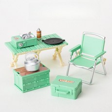 미니 캠핑 피크닉 시뮬레이션 핫팟 음식 모델 소형 장식품 놀이장난감 주방놀이 소꿉놀이 요리놀이, 녹색 피크닉 캠핑 테이블과 의자  그림에 표시된대로 8