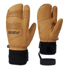 지소우 양가죽 삼지 스키장갑 스노우보드 벙어리장갑, 브라운, 1개