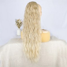 위한 곱슬 물결 모양의 헤어 익스텐션 천연 합성 DRAWSTRING 부르고뉴 금발, 26인치, T24 613, 1개