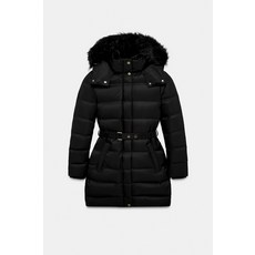 ZARA WATER REPELLENT WINDPROOF 후드 60% 다운 40% 페더 패딩 코트 - 블랙 8073/232/800 466601154