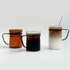 에지리 핏핸드 스텐핸들 내열유리 머그컵 440ml, 엠버, 1개