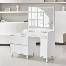 도모디자인 디아나리 확장형 수납장 + 거울 화장대 세트 방문설치, 화이트