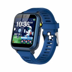 Tixpc 게임 스마트 워치 용 24가지 퍼즐 카메라 비디오 플레이어 만보계 알람 시계 계산기 손전등 12 24시간 HD 7 8 9 10 11 12세 237965, Blue