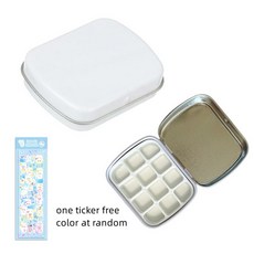 휴대용 수채화 주석 그리드 팔레트 상자 페인트 미니 용품 미술 그림 여행 12 트레이, 화이트계열, 1)white