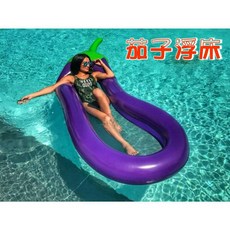 充氣茄子造型網格浮床/泳圈, 紫色和綠色