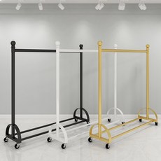 이동식 스탠드형옷걸이 바퀴달린 행거 매장용 선반옷걸이 간이옷걸이 행거, 블랙 100x135