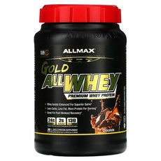 ALLMAX AllWhey Gold 100% 유청 단백질 + 프리미엄 분리 단백질 초콜릿 2 lbs (907 g) ALLMAX (올맥스), 1개, 907g