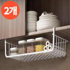 오어브랜드 주방 싱크대 상부장 걸이형 선반, 2개, 화이트