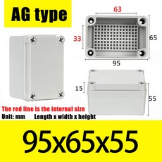 AG 유형 방수 DIY 하우징 악기 보관 상자 케이스 프로젝트 ABS 플라스틱, AG95X65X55