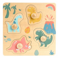 아동발달센터 소근육 손잡이퍼즐 공룡 그림맞추기 영유아 보육기관 공룡놀이 아동퍼즐, 4피스, 1개