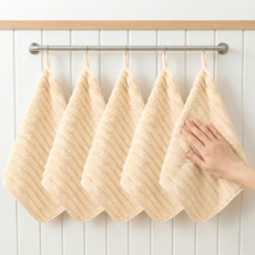 공온 모던 극세사 주방 고리 핸드타월, 5개, 베이지