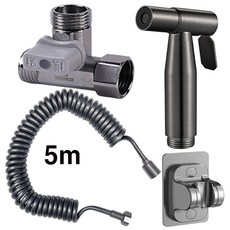 스테인레스 304욕실건 + 코일호스 5m + 2구 분배기 +부착거치대 세트, 건그레이 5m 4종, 1세트 건그레이 5m 4종, 1세트