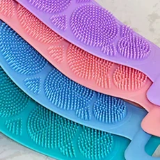 바디 실리콘 브러시 스크럽 엑스 폴리 에이 팅 스폰지 욕실 샤워 백 목욕 청소 도구 얼룩 제거 벨트, Blue, Blue
