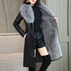 [Myshe]여성 무스탕 코트 가죽 자켓 기모 PU 자켓 가을 겨울 Xiao621WC01