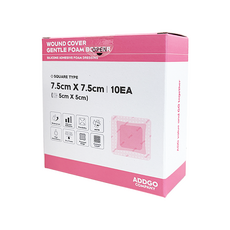 운드커버 젠틀폼보더 7.5x7.5cm 5mm 10매 수술 상처 폼드레싱 반창고 방수, 1박스, 10개입