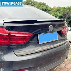 BMW X6 F16 X6M 14-19 M4 스타일 ABS 광택 블랙 자동차 뒷 트렁크 리드 스포일러 호환, 카본 룩