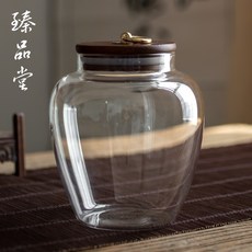 [優品藝術 茶葉罐]日式玻璃茶葉罐銅鈕木蓋茶倉儲物罐家用功夫茶具密封儲存罐收納罐, 相思木茶葉罐—光面寬, 1個
