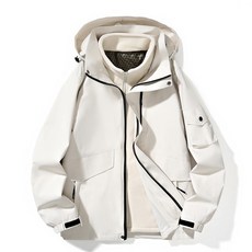 青年男士戶外機能風沖鋒衣夾克外套 情侶登山三合一加絨連帽可拆卸