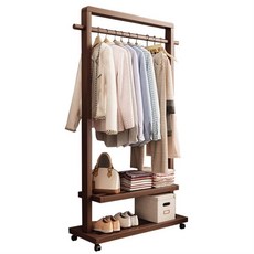 원목 옷걸이 스탠드 테일러샵 우드 침실 코트 행거 드레스룸, P. 우드색 65cm 휠 포함 두꺼운