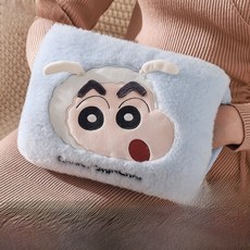 台灣出貨 小新暖手袋 毛絨可拆洗暖手寶 可愛防爆電暖袋, 藍色小新【套袋款/智能斷電】內膽加絨布套