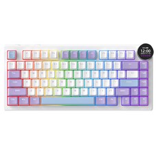에이재즈 AK820 V2 커스텀 RGB 디스플레이 3모드 유무선 키보드, 퍼플 + 화이트 + 블루, 화이트 피치축, 제조사축 퍼플 + 화이트 + 블루, 화이트 피치축, 제조사축