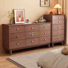 實木九鬥櫃臥室置物櫃，房間簡約客廳抽屜儲物櫃，床尾櫃五鬥櫃櫃子，木櫃抽屜櫃收納櫃儲物櫃, 櫻桃木色-實木,五抽斗櫃, 1個