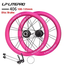 접이식 자전거 휠셋 20인치 디스크/V 브레이크 높이 40mm 120소리 4개의 페일린 알루미늄 합금 BMX 406/451, 406 Pink 100-135