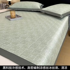 夏天 a類母嬰級 冰絲涼席 空調軟席 可機水洗 學生三件套, 斑斕清新綠 清涼透氣 涼而不冰 ,150*200+枕套2衹, 斑斕清新綠