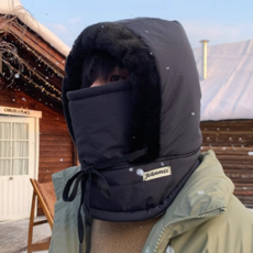 나오픽 겨울 패딩 방한모자, 1개, 블랙