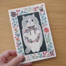 日本4legs插畫家 明信片 圖畫書中的貓 #13, 1個