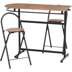 후지 보이키 1961 식탁 및 의자 세트 2인용 너비 47.2인치(120cm) 깊이 15.7인치(40cm) 브라운, multicolor (black / brown), counter table