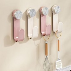 奶油吸盤旋轉鍋蓋架掛鈎 免打孔廚房置物架 可調節多功能掛架, 1個, 隨機色4個【旋轉調節/強力吸附】, 隨機色