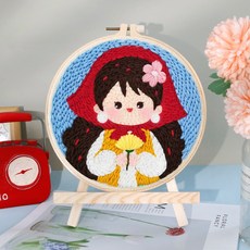 【超繪玩】戳戳繡毛綫繡針材料包 兒童學生課活動裝飾畫, 少女安娜—送戳筆+支架 （材料包）⚑⚑, 1個