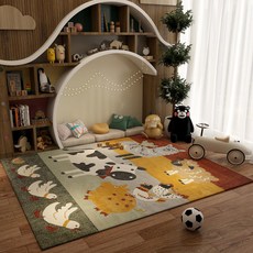 어린이방 거실 침실 미끄럼방지 캐릭터 바닥매트 독서 게임 놀이, 1개, 농장 동물