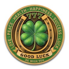 코끼리와 잎 클로버 행운의 매력 동전 행복과 성공을 위한 토큰 선물 여성 및 남성용 긍정 동전(5팩)104547, Single Coin