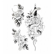 데일리프렌즈 패션 타투 스티커 3종 세트, 블랙, 1세트