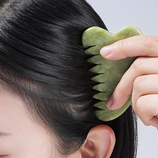 두피관리 마사지 천연옥 빗괄사 얼굴경락, 1개, 그린