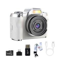 해브유 미니 감성 디카 빈티지 디지털 카메라 소형 입문 셀카 휴대용 여행용+64G메모리카드, 화이트