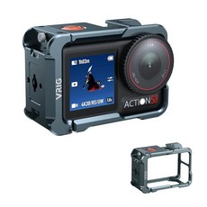 VRIG GA-05 DJI Osmo Action 5 Pro/ 4/3용 금속 케이지 셔터 버튼이 있는 금속 보호 케이스 프레임 하우징 콜드 슈 0.6cm(1/4인치) 스레드, VRIG GA-05 DJI Osmo Action 5 P