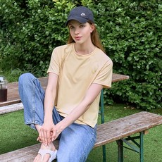 녹족 요가복 필라테스복 라플렌 뒷트임 반팔티 머스타드