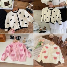 【Arbea】女童愛心毛衣開襟春秋中小兒童韓版針織衫寶寶洋氣外套【C709】