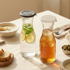 헥사 헥사 실리콘락 카라페 밀폐 유리물병 500ml 2개세트 저그 물통 보틀, 카라페500ml_반투명_차콜