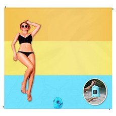 BINDLE Eco-Beach 담요 213.4 x 203.2cm(84 x 80인치) 라지 재활용 경량 소재 모래 방지 방수 모래 방지 야외 캠핑 여행 해변 분위기를 위한, L-7'x7' (1-4 persons), 해변 분위기
