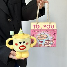 小丑水杯 少女心高顏值生日禮物, 1個, 香蕉小丑-好物優選,杯+蓋+勺+手提禮盒