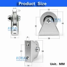 [U0632 9.5] 0632UU U 그루브 유형 베어링 롤러 6mm 32mm 9.5mm 오렌지 휠 트랙 가이드 롤러 0632U, 02 4개, 10 Zinc U base
