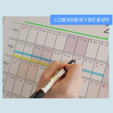 PJLIFE 한눈에보는 연력 대형달력 벽걸이 연간계획, 1개, 줄 달력