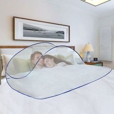 원터치 얼굴 2인용 모기장 미니 휴대용 방충망 침대, 블루